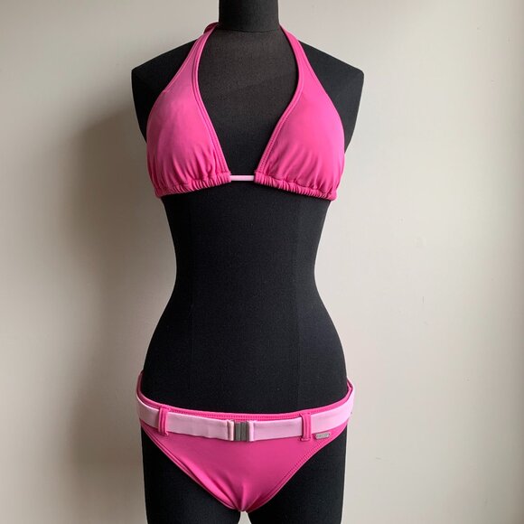 Billabong surf BLUE CRUSH era Vintage bikini pink belted halter top set RARE - Picture 8 of 8